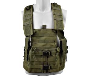 GREEN TACTICAL VEST WITH 6 POCKETS AND CAMELBACK BACKPACK