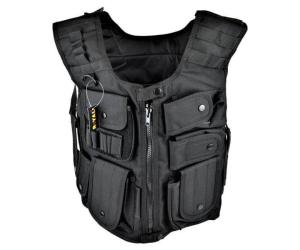 BLACK VIPER TACTICAL VEST WITH 7 POCKETS AND HOLSTER