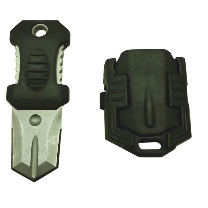 TACTICAL KNIFE FOR SPRING ATTACHMENTS WITH BLACK SHEATH