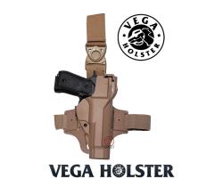 VEGA HOLSTER DESERT TAN THIGH SHOCKWAVE INJECTION PRINTED POLYMER FOR BERETTA 92/98 WITH DOUBLE SAFETY SYSTEM