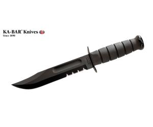 KA-BAR KRATON G FULL SIZE BLACK KNIFE WITH LEATHER SHEATH