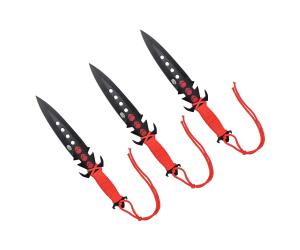 SCK SET 3x "RED SKULL" THROWING KNIVES WITH SHEATH