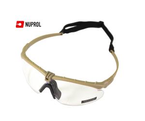 NUPROL PROTECTIVE GLASSES NP BATTLE PRO TAN FRAME CERTIFIED CLEAR LENSES