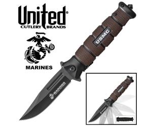 UNITED CUTLERY USMC COMBAT KNIFE BLACK & BROWN ASSISTED OPENING