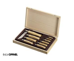 OPINEL BOX WOOD TRADITION 10 PIECES INOX