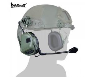 WOSPORT HEADPHONE SET WITH HELMET ATTACK AND GREEN MICROPHONE