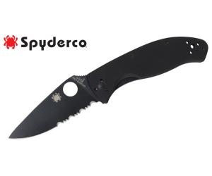 SPYDERCO TENACIOUS G-10 BLACK BLADE COMBO FOLDING KNIFE
