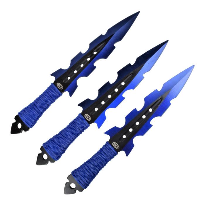 SCK SET 3x &quot;BLUE DART&quot; THROWING KNIVES WITH SHEATH