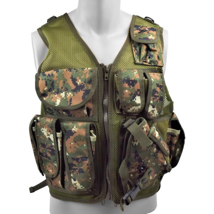 MARPAT TACTICAL VEST WITH 10 POCKETS AND HOLSTER