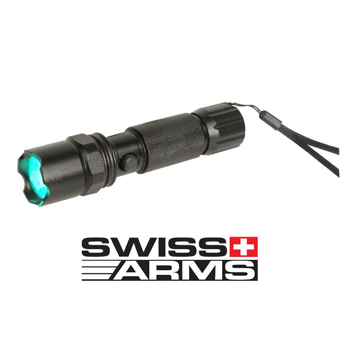 SWISS ARMS FULL METAL GREEN LED TORCH WITH RECHARGEABLE WEAVER FLASH LIGHT CONNECTION