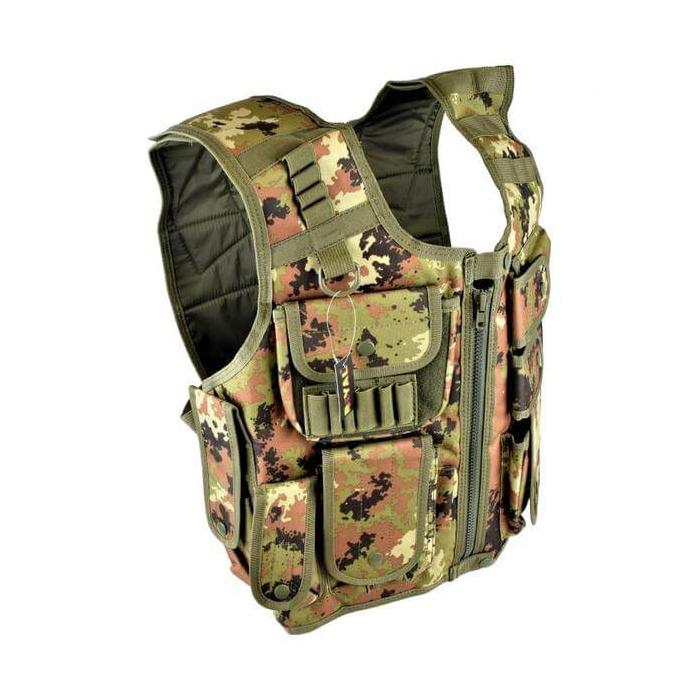 VEGETABLE TACTICAL VEST WITH 7 POCKETS AND HOLSTER | Target Soft Air San Marino