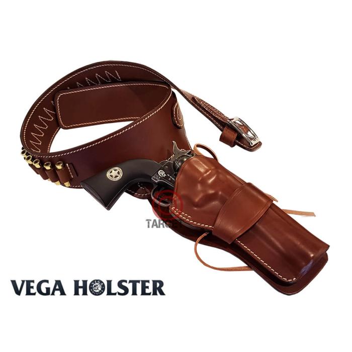 VEGA HOLSTER WESTERN BELT WITH SINGLE ACTION HOLSTER IN GREASED LEATHER