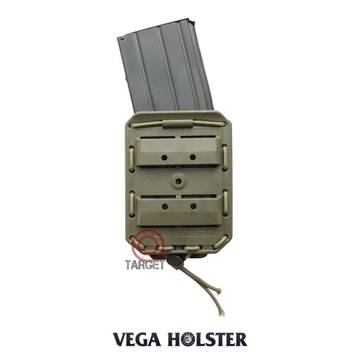 VEGA HOLSTER MAGAZINE HOLDER POCKET 5.56 STANAG IN POLYMER GREEN &quot;BUNGY&quot; SERIES