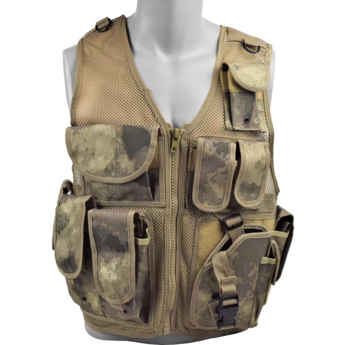 URBAN CAMO TACTICAL VEST WITH 10 POCKETS AND HOLSTER