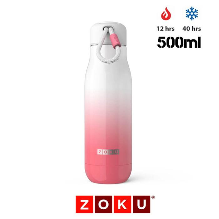 ZOKU STAINLESS STEEL BOTTLE 500ml PINK OMBRE